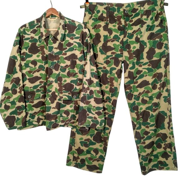 Vintage Ranger Hunting Outfit Duck Camo Pants And Shirt Men L Camouflage Hunt - Picture 1 of 16